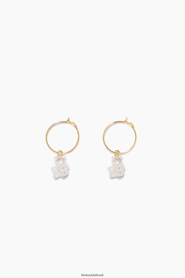 acessórios Bimba Y Lola brincos de pérola ursinho de pelúcia dourado P28JFH802