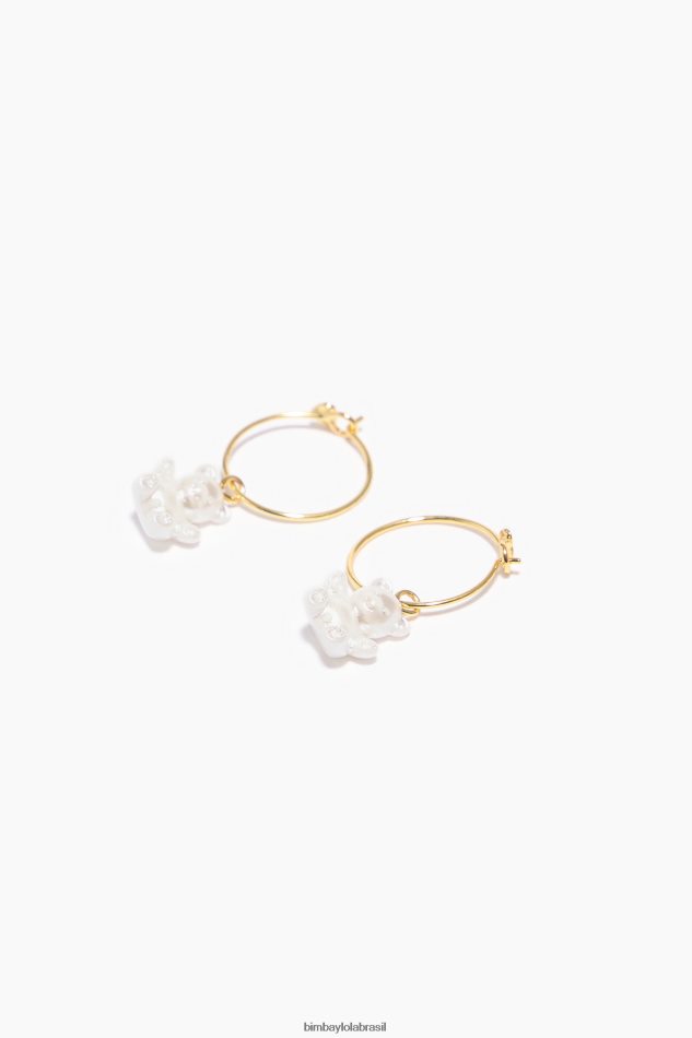 acessórios Bimba Y Lola brincos de pérola ursinho de pelúcia dourado P28JFH802