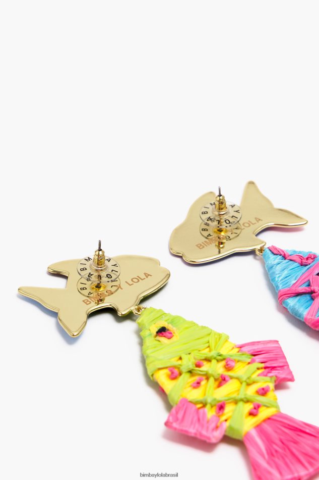 acessórios Bimba Y Lola brincos de peixe ráfia multicolorido P28JFH697