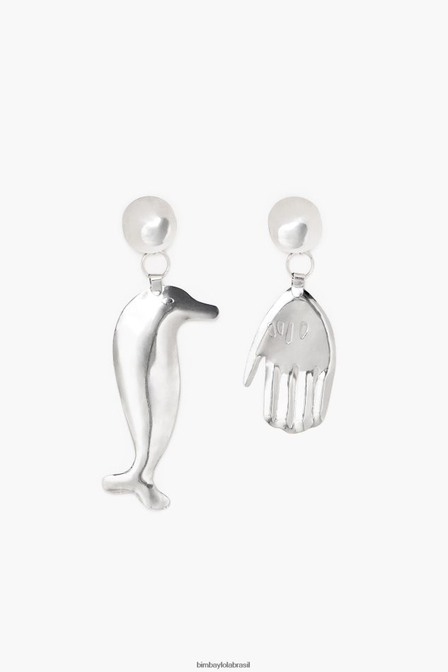 acessórios Bimba Y Lola brincos longos de golfinho prata P28JFH850