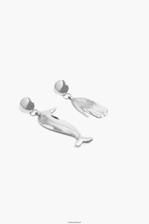 acessórios Bimba Y Lola brincos longos de golfinho prata P28JFH850
