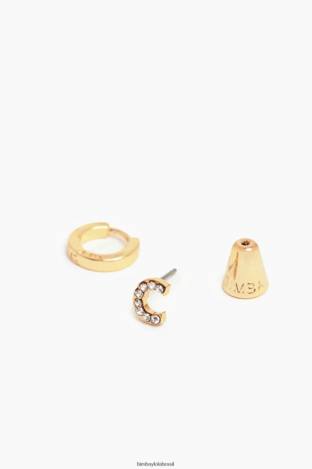 acessórios Bimba Y Lola mini brincos de argola com letras c P28JFH839