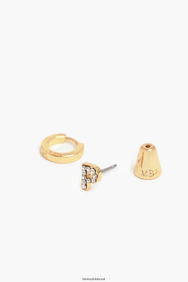 acessórios Bimba Y Lola mini brincos de argola com letras p P28JFH1164