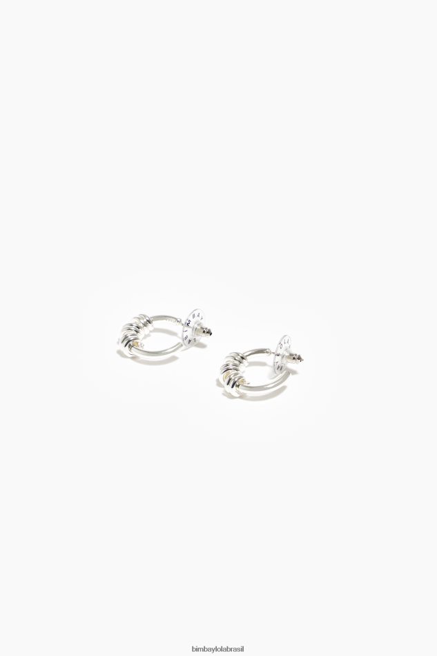 acessórios Bimba Y Lola mini brincos de argola em espiral prata P28JFH816