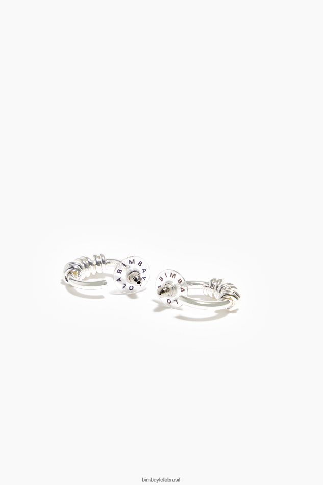 acessórios Bimba Y Lola mini brincos de argola em espiral prata P28JFH816