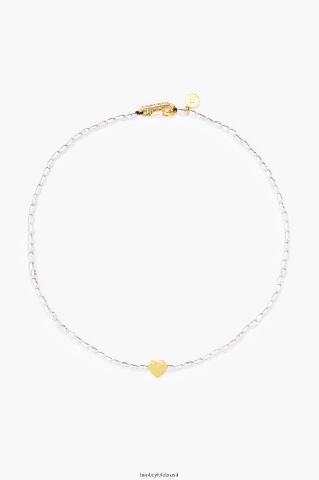 acessórios Bimba Y Lola colar coração curto com pérolas dourado P28JFH788