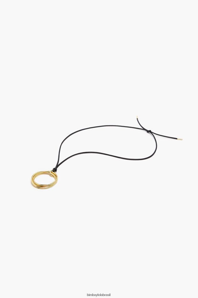 acessórios Bimba Y Lola colar cordão longo com argolas preto P28JFH756
