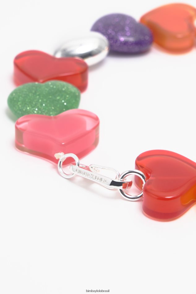 acessórios Bimba Y Lola colar de corações de resina multicolorido P28JFH750