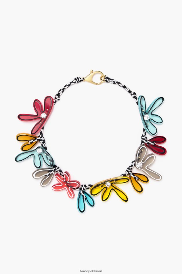 acessórios Bimba Y Lola colar de cordão de flores preto P28JFH743