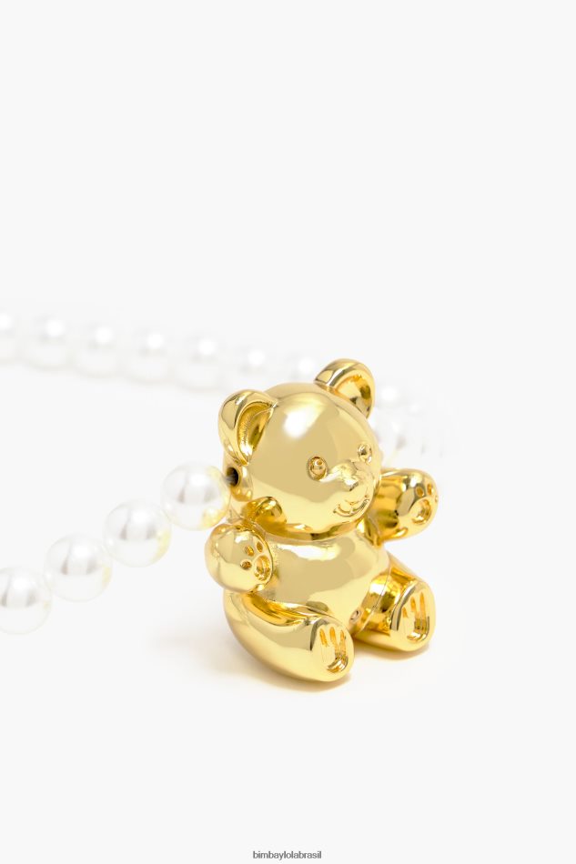 acessórios Bimba Y Lola colar de pérolas de ursinho dourado P28JFH795