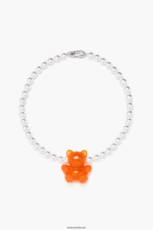 acessórios Bimba Y Lola colar de pérolas de urso laranja neon P28JFH794