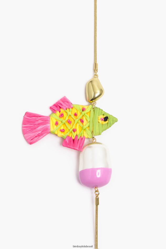 acessórios Bimba Y Lola colar de ráfia multicolor rosa P28JFH700