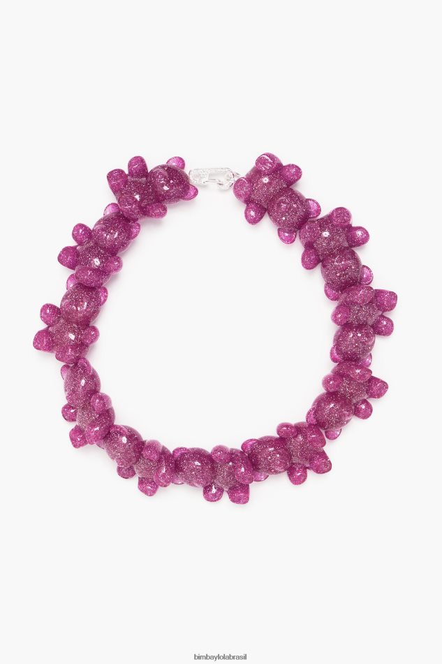 acessórios Bimba Y Lola colar de ursinho com glitter rosa P28JFH800