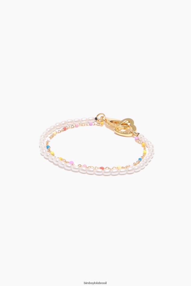 acessórios Bimba Y Lola pérolas pulseira dupla multicolorido P28JFH793