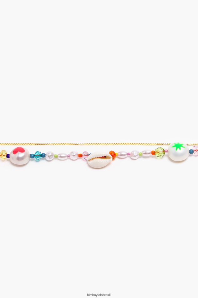acessórios Bimba Y Lola pulseira corrente com pérolas multicoloridas prata P28JFH792