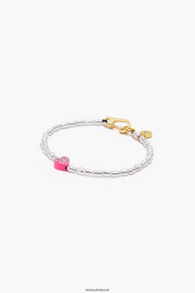 acessórios Bimba Y Lola pulseira de coração de pérolas rosa P28JFH786
