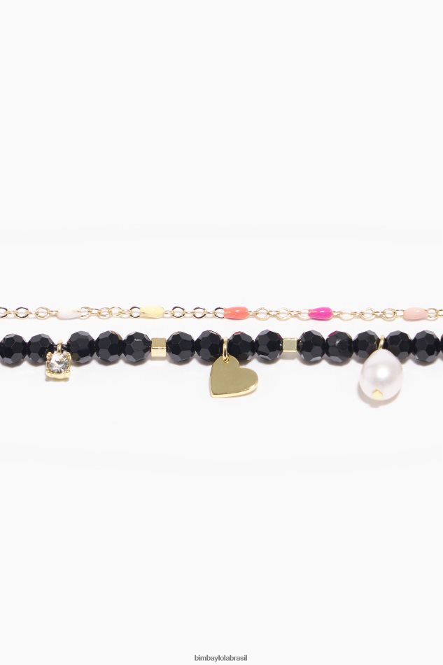 acessórios Bimba Y Lola pulseira de corrente de cristal facetado dourado P28JFH772