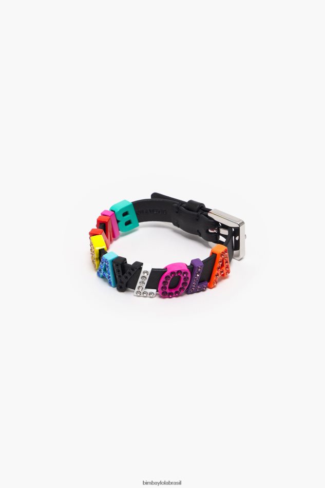 acessórios Bimba Y Lola pulseira de couro com letras logo multicolorido P28JFH1142