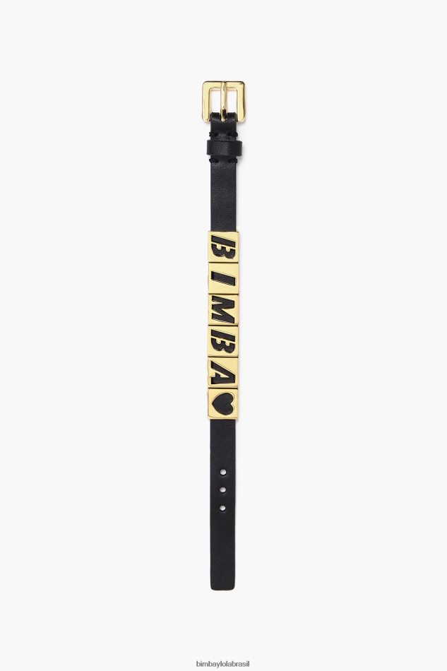 acessórios Bimba Y Lola pulseira de couro letras preto P28JFH659