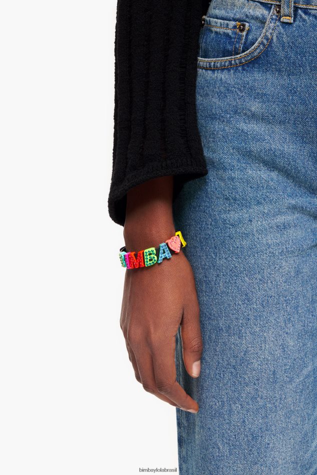 acessórios Bimba Y Lola pulseira de couro logotipo multicolorido P28JFH658
