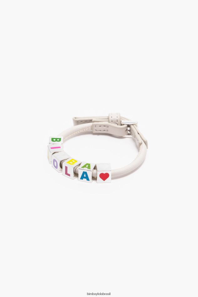 acessórios Bimba Y Lola pulseira de couro marfim P28JFH663