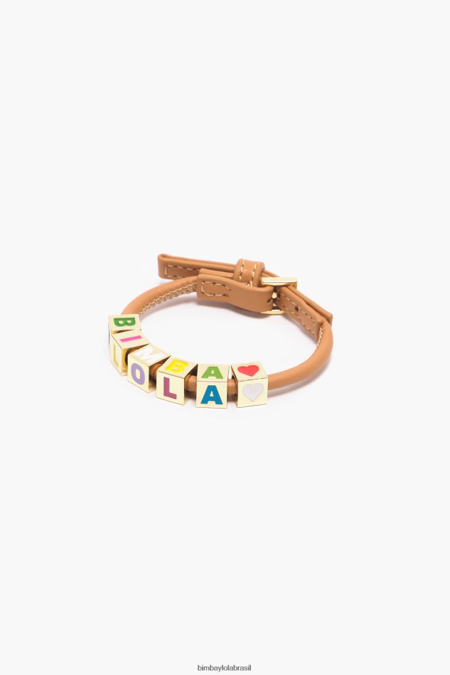 acessórios Bimba Y Lola pulseira de couro marrom P28JFH664