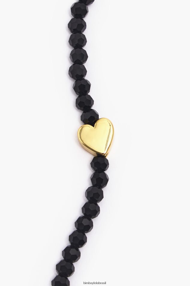 acessórios Bimba Y Lola pulseira de cristais de coração dourado P28JFH787
