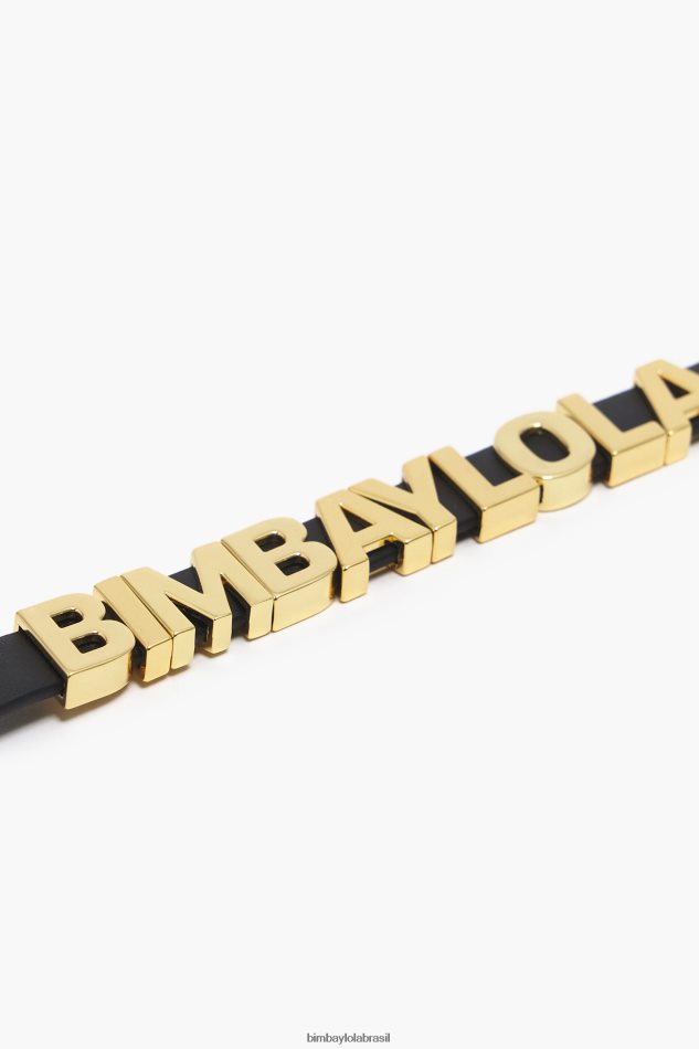 acessórios Bimba Y Lola pulseira de letras de logotipo de couro preto P28JFH1141