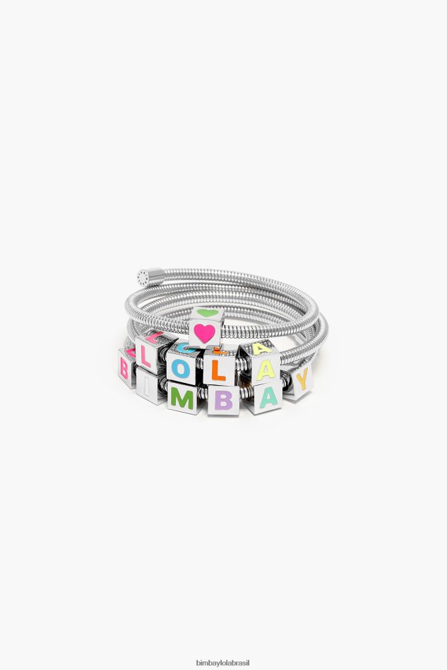 acessórios Bimba Y Lola pulseira de logotipo de cadeia de bobina prata P28JFH661