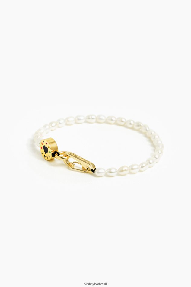 acessórios Bimba Y Lola pulseira de logotipo fino pérola P28JFH671