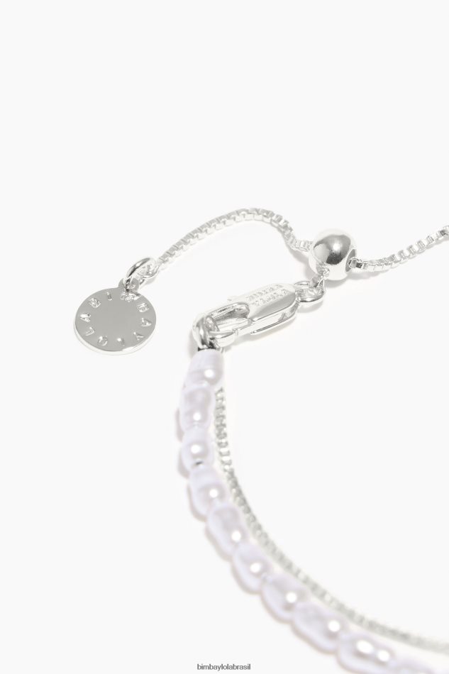 acessórios Bimba Y Lola pulseira de pérola dupla prata P28JFH722