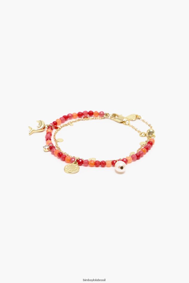 acessórios Bimba Y Lola pulseira de pedras duplas coral P28JFH735