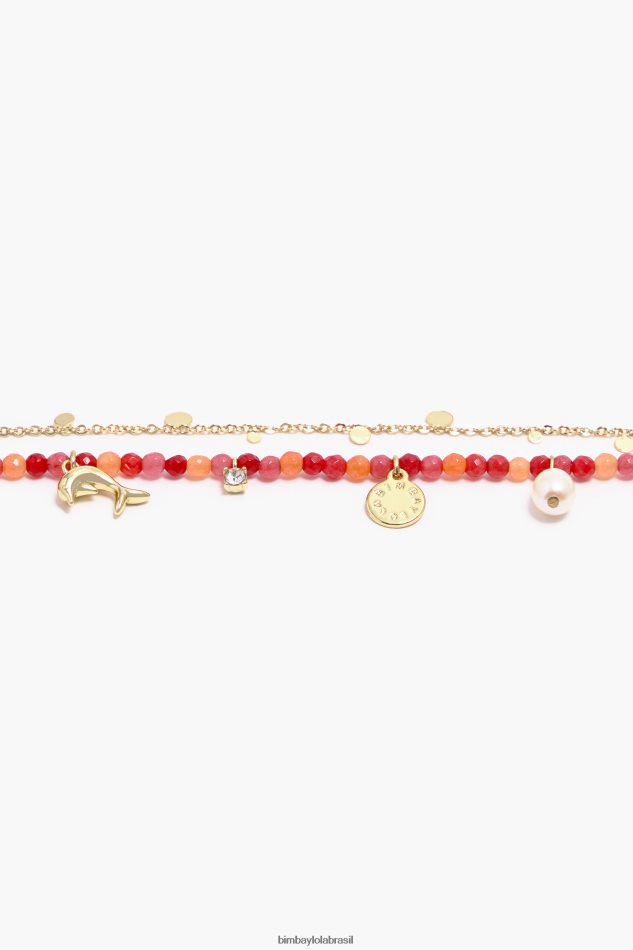acessórios Bimba Y Lola pulseira de pedras duplas coral P28JFH735