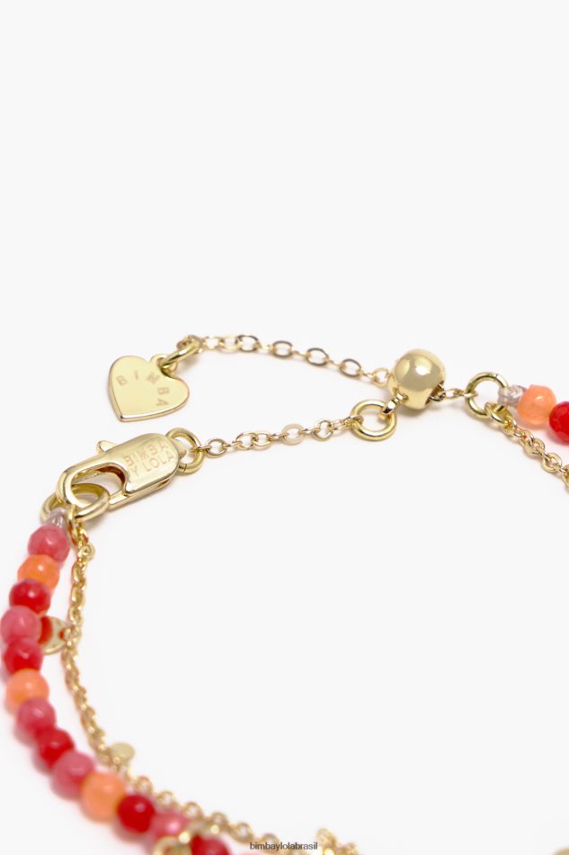 acessórios Bimba Y Lola pulseira de pedras duplas coral P28JFH735