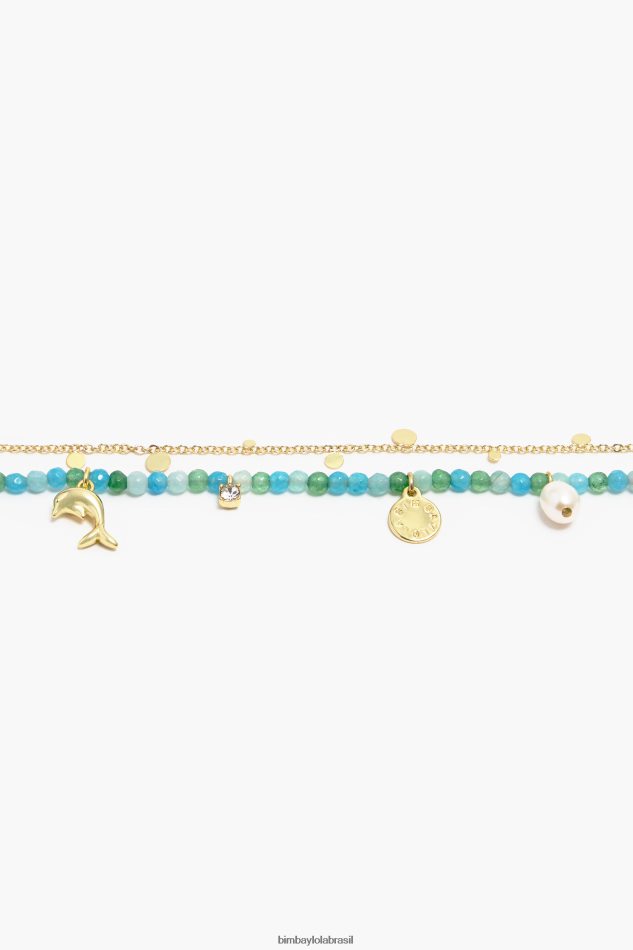 acessórios Bimba Y Lola pulseira de pedras duplas turquesa P28JFH734