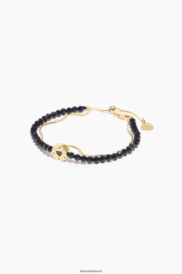 acessórios Bimba Y Lola pulseira dupla de cristais preto P28JFH668