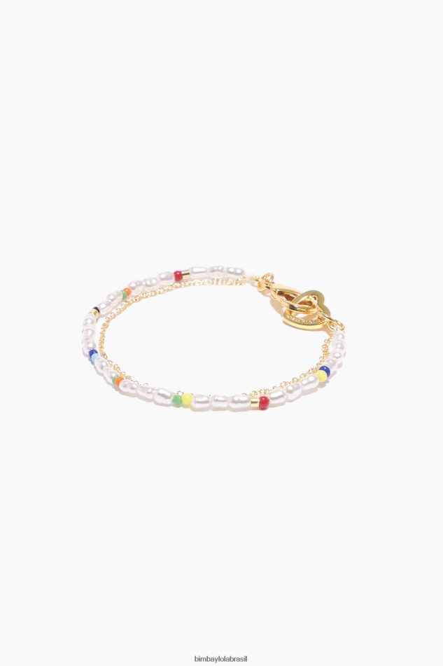 acessórios Bimba Y Lola pulseira dupla de pérolas azul P28JFH776