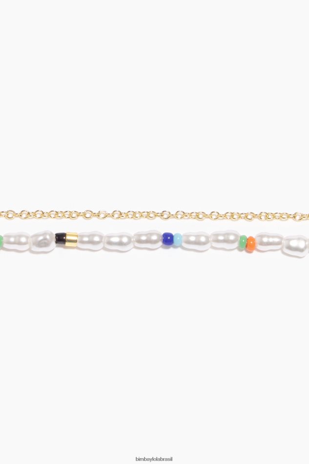 acessórios Bimba Y Lola pulseira dupla de pérolas azul P28JFH776