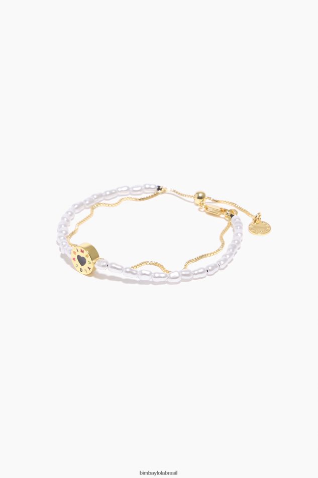 acessórios Bimba Y Lola pulseira dupla de pérolas dourado P28JFH723