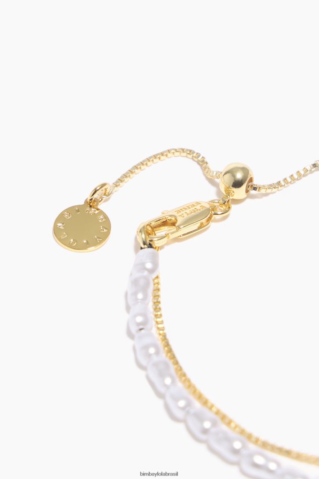 acessórios Bimba Y Lola pulseira dupla de pérolas dourado P28JFH723