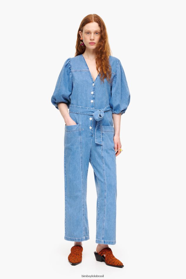 roupas Bimba Y Lola macacão jeans claro azul P28JFH179