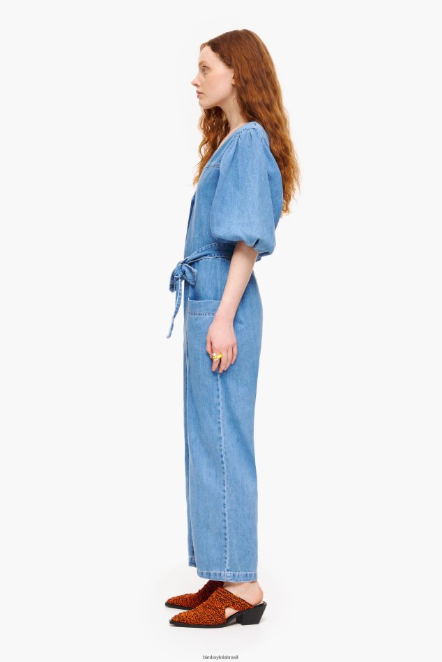 roupas Bimba Y Lola macacão jeans claro azul P28JFH179