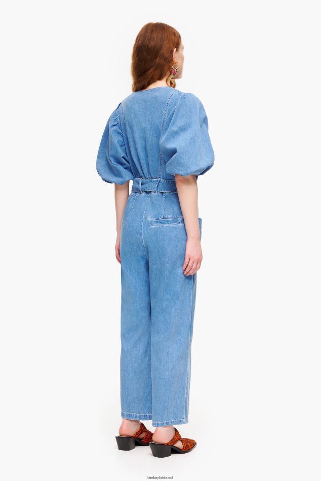 roupas Bimba Y Lola macacão jeans claro azul P28JFH179