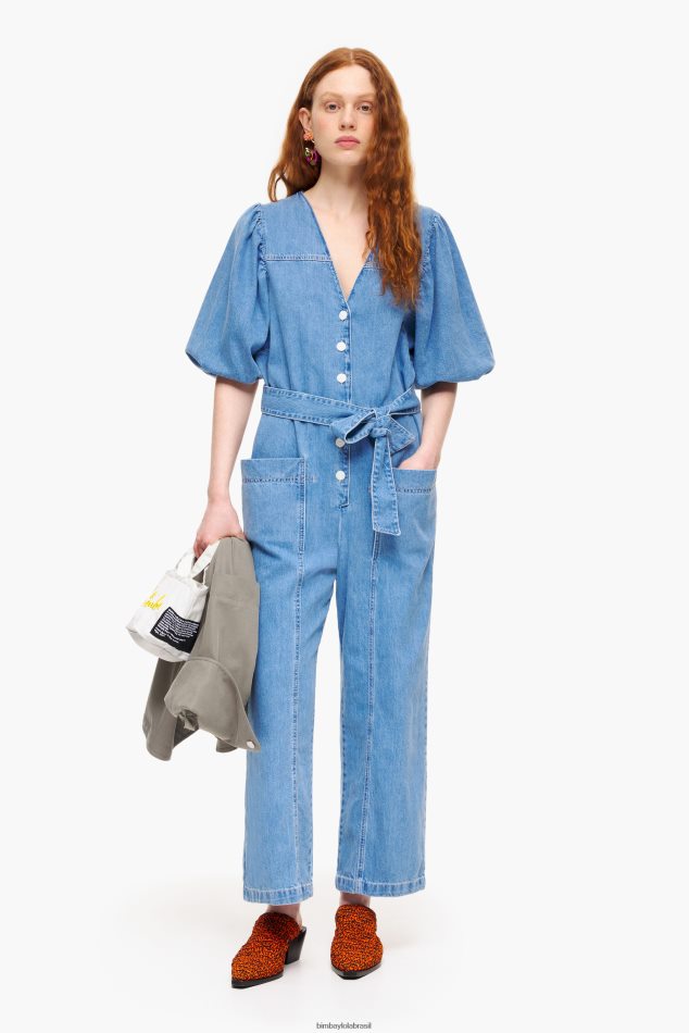 roupas Bimba Y Lola macacão jeans claro azul P28JFH179