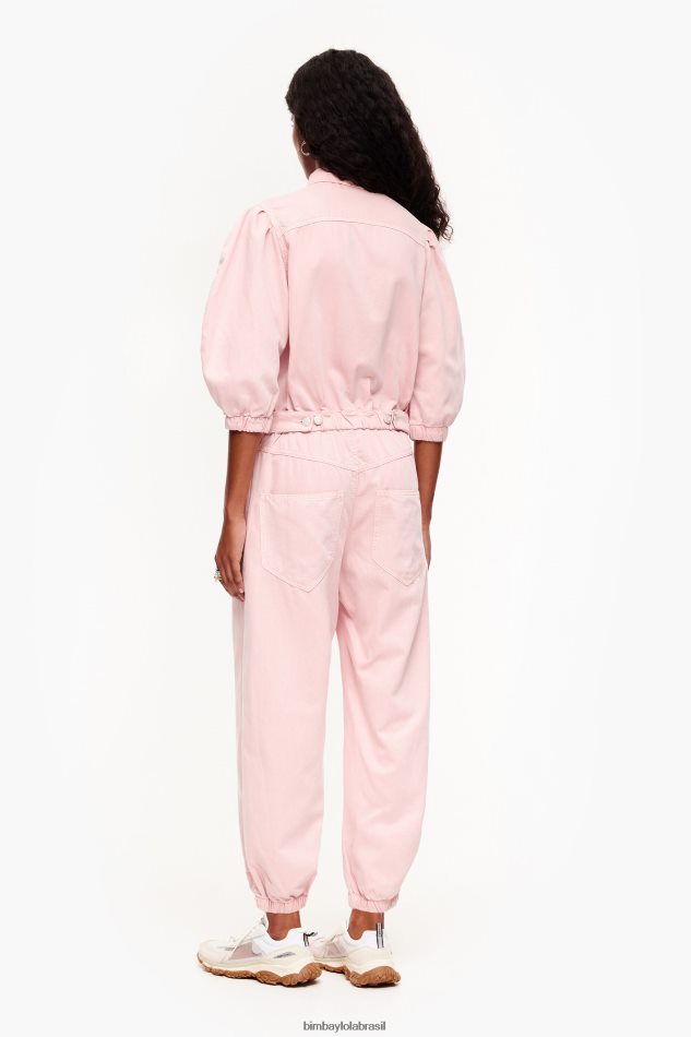 roupas Bimba Y Lola macacão jeans claro rosa P28JFH195