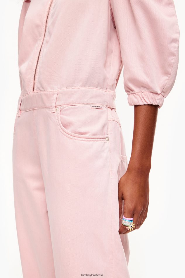 roupas Bimba Y Lola macacão jeans claro rosa P28JFH195