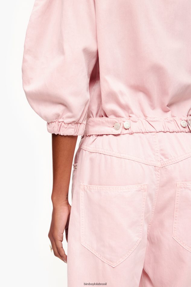 roupas Bimba Y Lola macacão jeans claro rosa P28JFH195