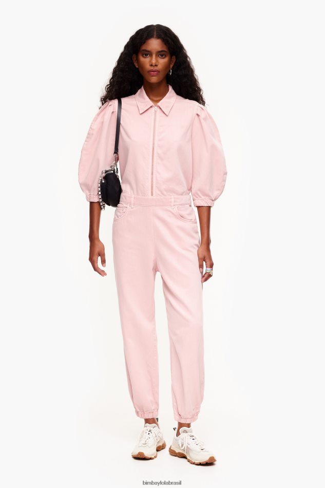 roupas Bimba Y Lola macacão jeans claro rosa P28JFH195