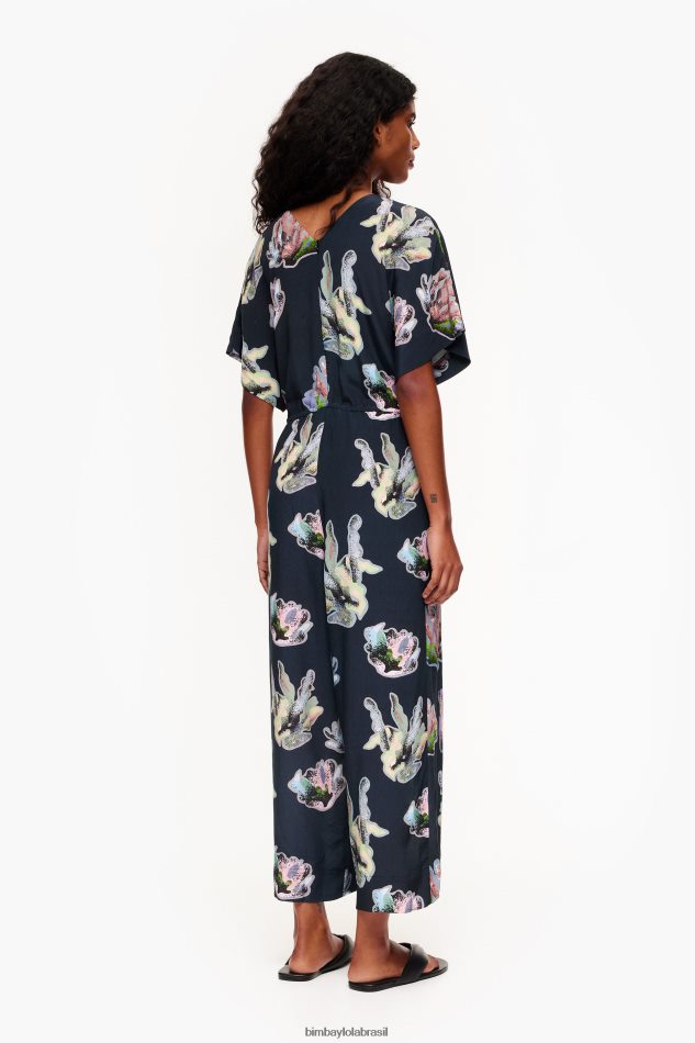 roupas Bimba Y Lola macacão longo com estampa coral cinza P28JFH186