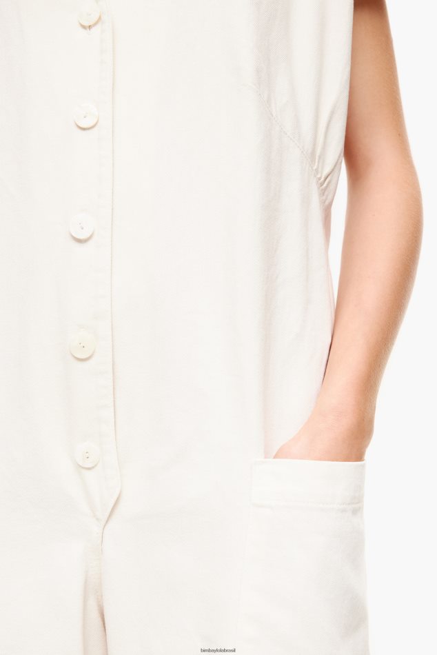 roupas Bimba Y Lola macacão longo jeans marfim P28JFH194